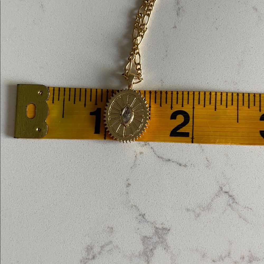 LVC Jewelry โข Yellow Gold Plated Necklace with Evil Eye Charm - Picture 9 of 11